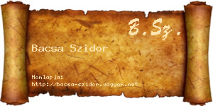 Bacsa Szidor névjegykártya